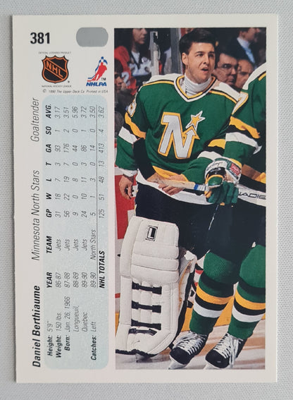 Daniel Berthiaume - 1990 Upper Deck NHL Ice Hockey Minnesota North Stars #381