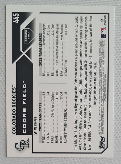 Colorado Rockies - 2023 Topps  National League MLB Team Card Baseball #445