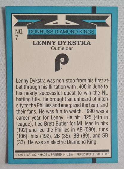 Len Dykstra - 1990 Donruss Leaf Diamond Kings MLB Baseball Phillies #7