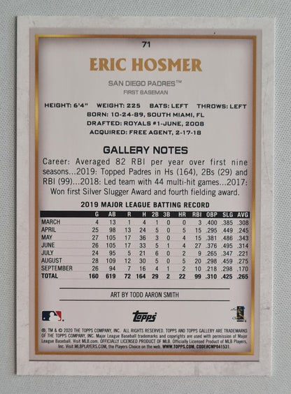 Eric Hosmer - 2020 Topps Gallery MLB Baseball San Diego Padres #71