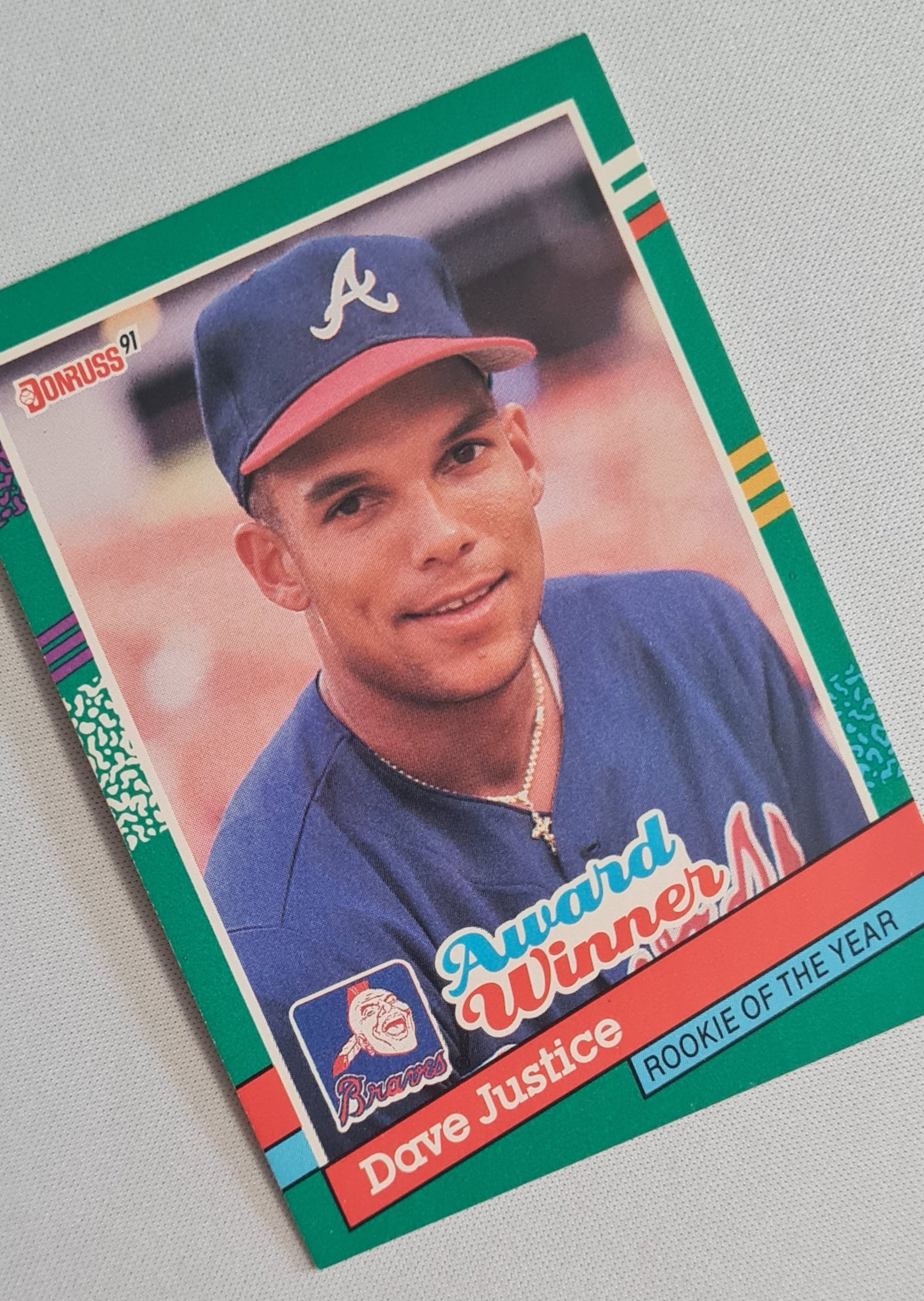 Dave Justice - 1990 Donruss Leaf MLB Baseball Atlanta Braves NL ROOKIE OF THE YEAR CARD #683