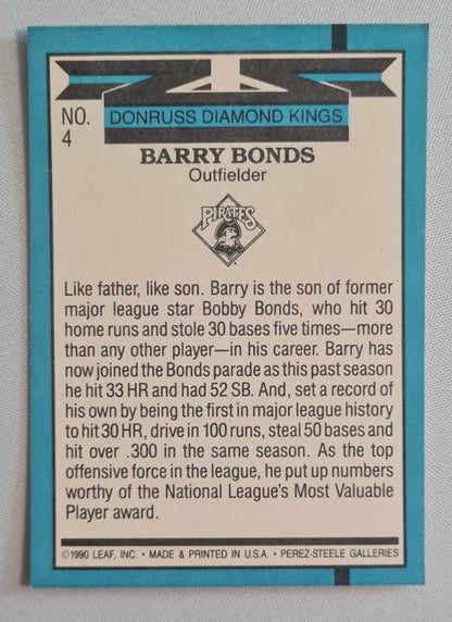 Barry Bonds - 1990 Donruss Leaf Diamond Kings MLB Baseball Pittsburgh Pirates #4