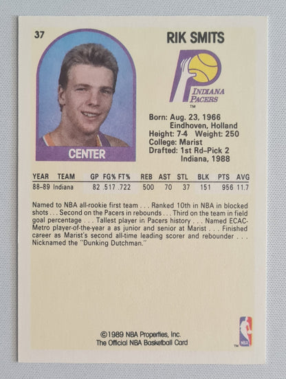 Rik Smits - 1989 NBA Hoops Rookie Card Indiana Pacers #37