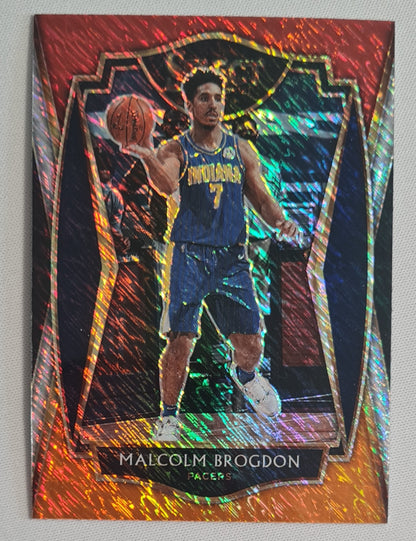 Malcolm Brogdon - 2021 Panini America Select Premier level NBA Indiana Pacers #110 Red/White/Orange Shimmer