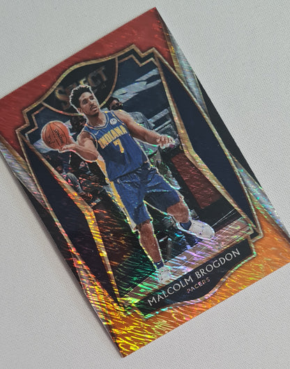 Malcolm Brogdon - 2021 Panini America Select Premier level NBA Indiana Pacers #110 Red/White/Orange Shimmer
