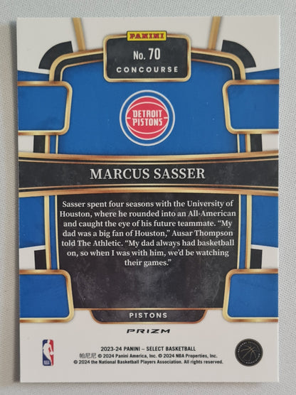 Marcus Sasser - 2023/24 Panini Select Basketball NBA Detroit Pistons #70 Tectonic