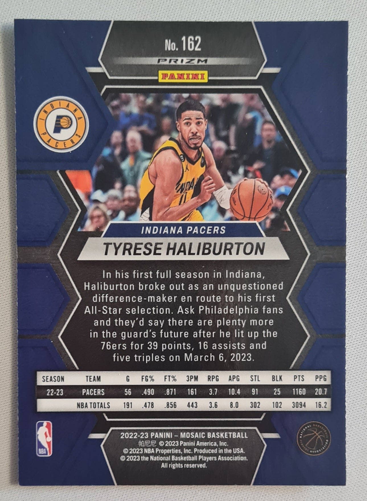 Tyrese Haliburton  2022/23 Panini Mosaic Basketball NBA Indiana Pacers #162 Green Mosaic