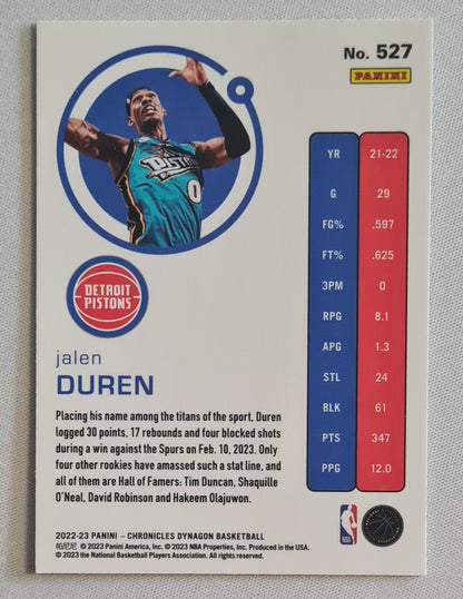 Jalen Duren - 2022/23 Panini Chronicles Dynagon Basketball NBA Detroit Pistons #527