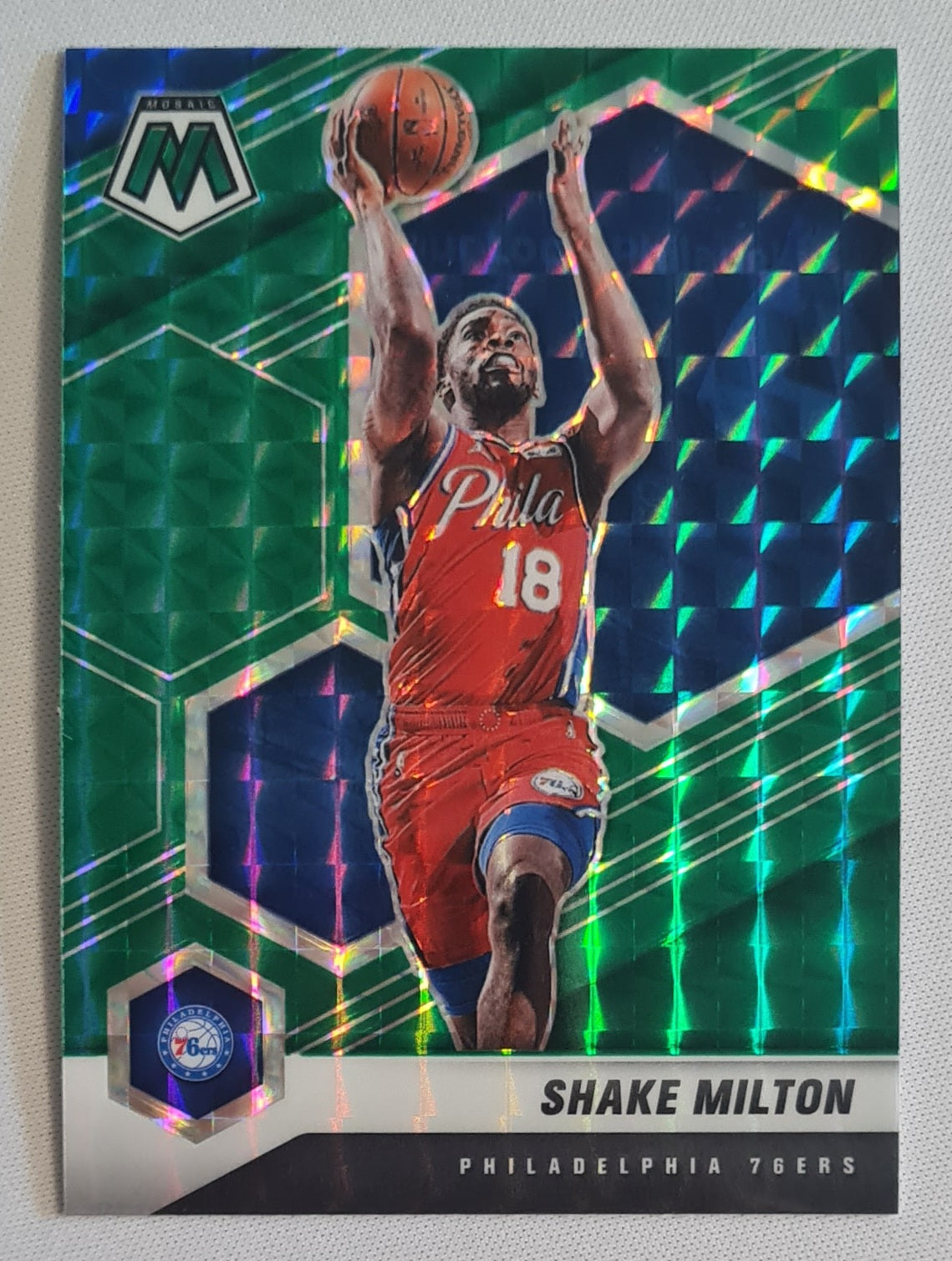 Shake Milton - 2020/21 Panini Mosaic Basketball NBA Philadelphia 76ers #56 Green Mosaic