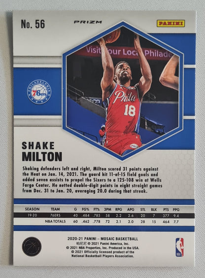 Shake Milton - 2020/21 Panini Mosaic Basketball NBA Philadelphia 76ers #56 Green Mosaic