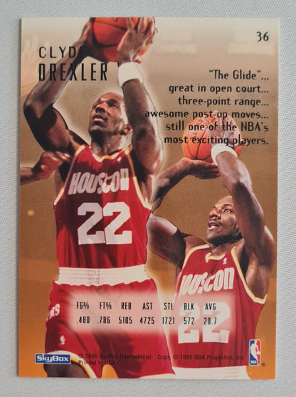 Clyde Drexler - 1995 SkyBox NBA Basketball Houston Rockets E-Motion #36