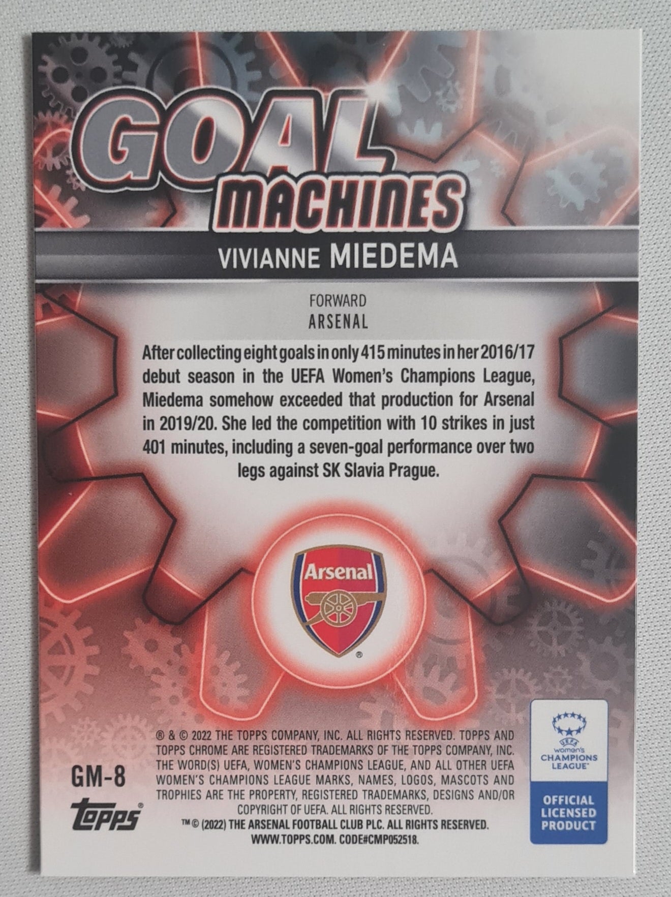 Vivianne Miedema - 2021/22 Topps Chrome Women's UCL Goal Machines #GM-8 Arsenal