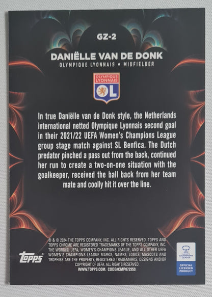 Danielle van de Donk - 2023/24 Topps Chrome Women's UCL Golazo Refractor #GZ-2 Olympique Lyonnais