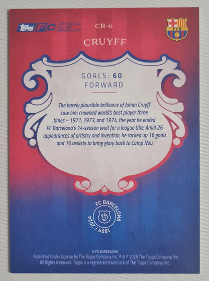 Johan Cruyff - 2025 Topps Barcelona 125 Anniversary Cream of the Crop /99 #CR-6 FC Barcelona