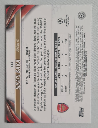 Bukayo Saka - 2023/24 Topps Chrome UEFA Pink Geometric /250 #148 Arsenal FC