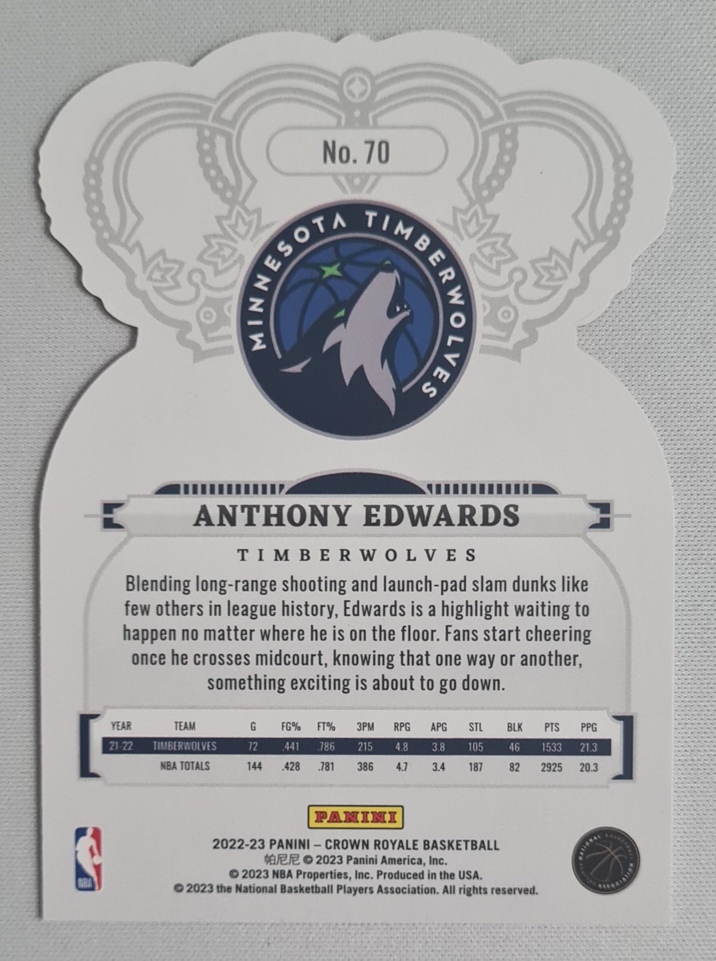 Anthony Edwards - 2022/23 Panini Crown Royale Asia Red #70 Minnesota Timberwolves
