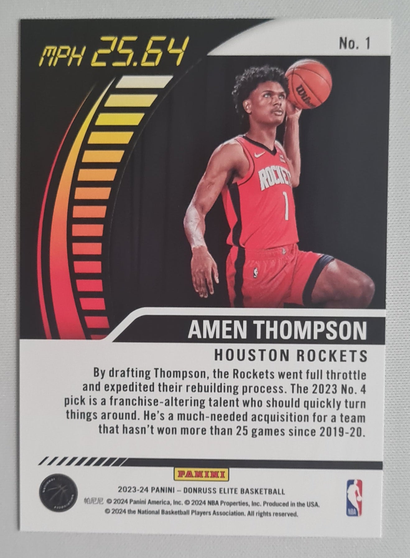 Amen Thompson - 2023/24 Panini Donruss Elite Full Throttle #1 Houston Rockets