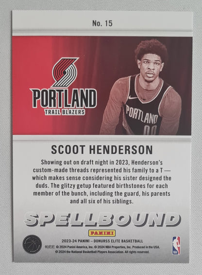 Scoot Henderson - 2023/24 Panini Donruss Elite Spellbound T #15 Portland Trail Blazers