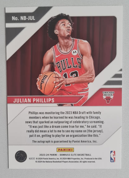 Julian Phillips - 2023/24 Panini Donruss Elite New Breed Auto #NB-JUL Chicago Bulls