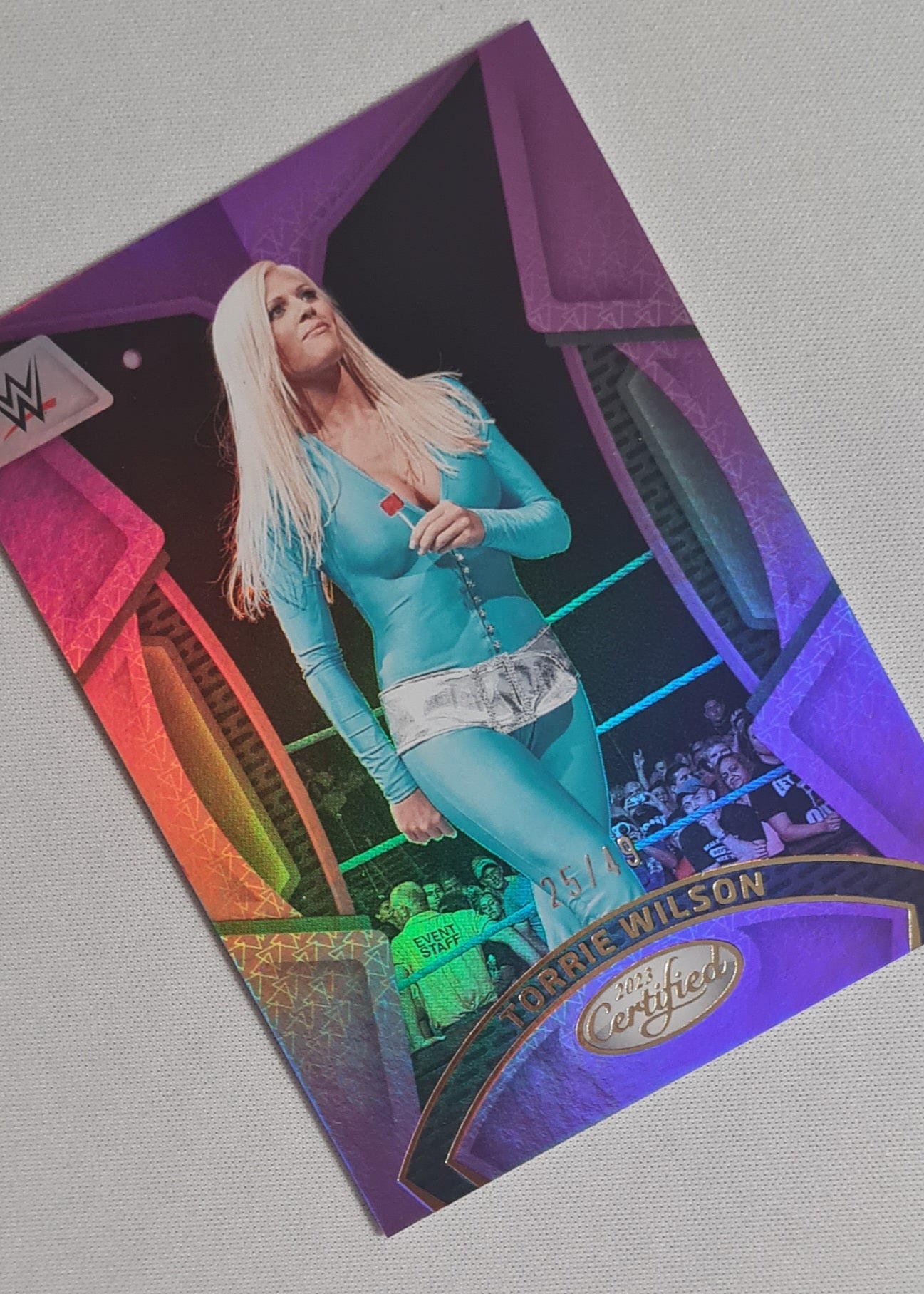 Torrie Wilson - 2023 Panini Chronicles WWE Certified Purple /49 #214