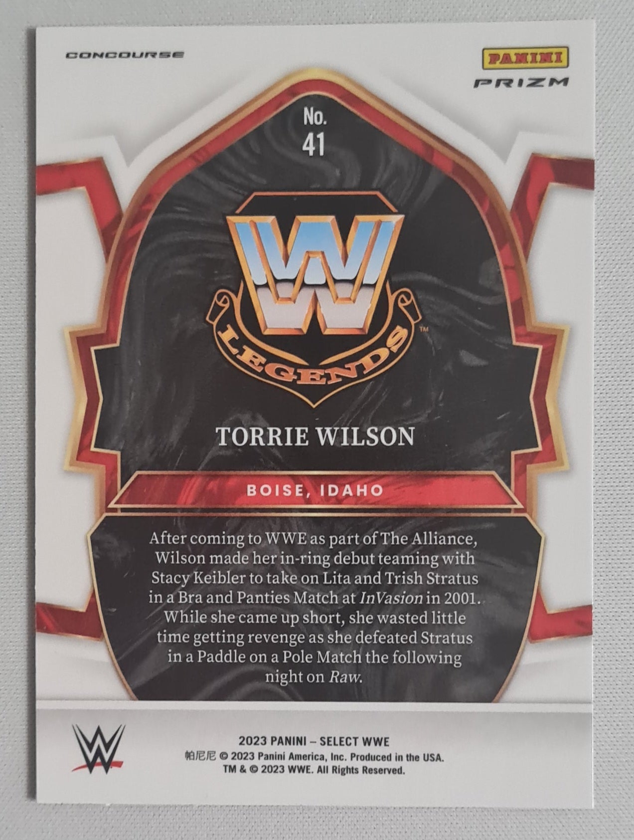 Torrie Wilson - 2023 Panini Select WWE Concourse Red & Blue Silver Prizm #41