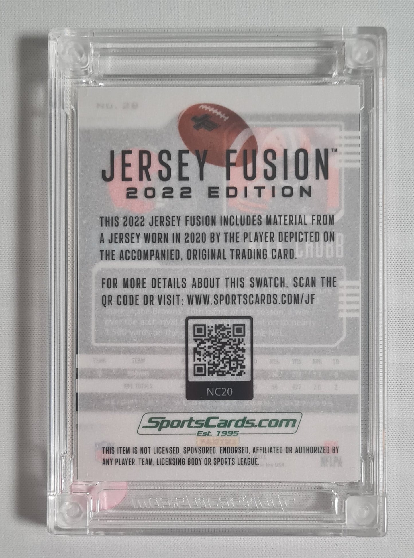 Nick Chubb - 2022 Jersey Fusion 2020 Game Worn Patch #NC20 Cleveland Browns