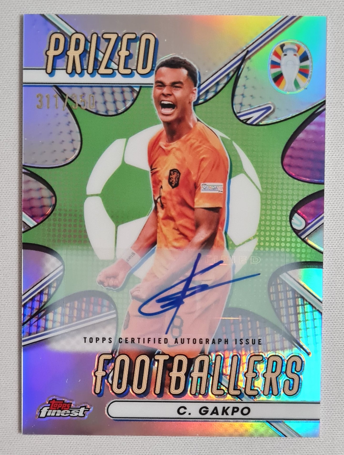 Cody Gakpo - 2023 Topps Finest Road to UEFA Euro 2024 Prized Footballers Auto /350 #PF-CG Netherlands