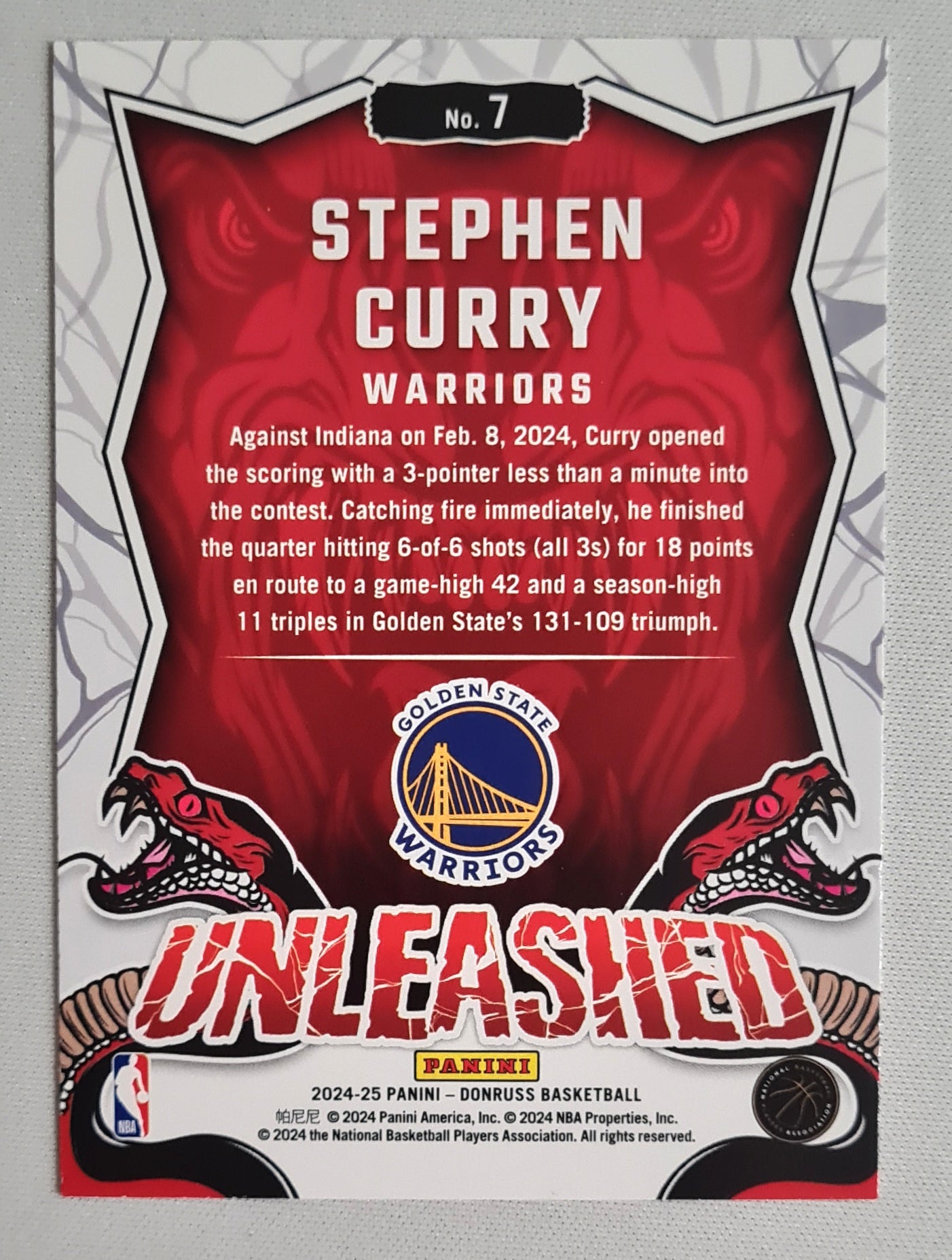 Stephen Curry - 2024/25 Panini Donruss Basketball "Unleashed" NBA Golden State Warriors #7
