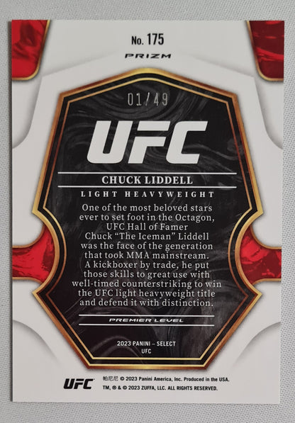 Chuck Liddell - 2023 Panini Select Premier Level UFC Prizm #175 /49 Orange Prizm Refractor