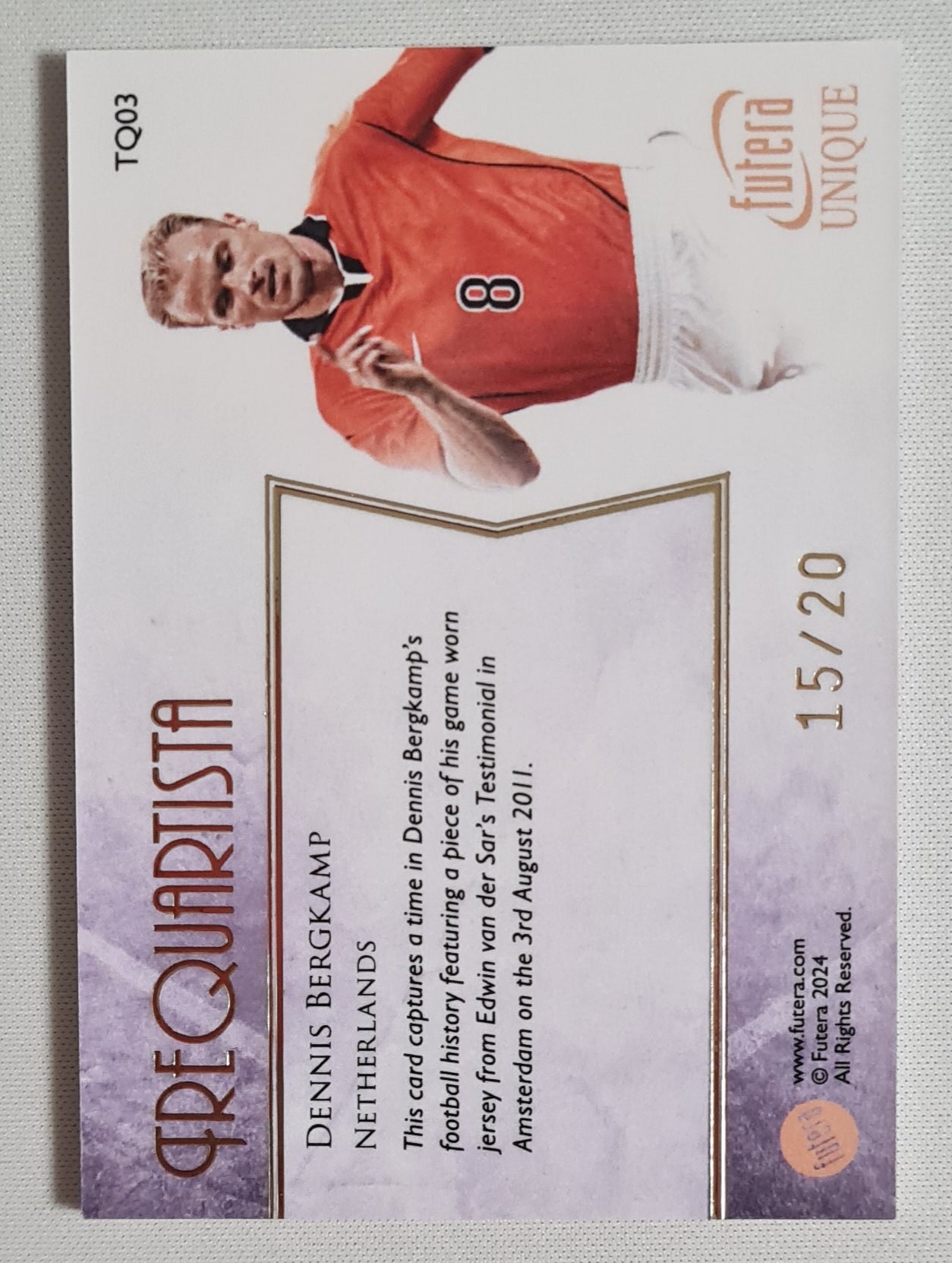 Dennis Bergkamp - 2024 Futera Unique Trequartista Patch /20 #TQ03 Netherlands