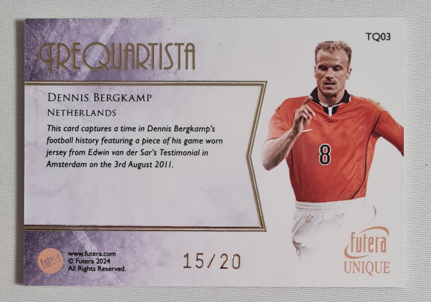 Dennis Bergkamp - 2024 Futera Unique Trequartista Patch /20 #TQ03 Netherlands