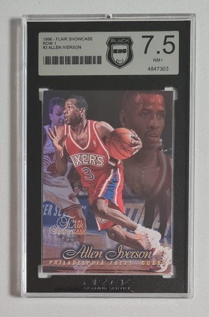 Allen Iverson - 1996 Flair Showcase Row 1 BGS 7.5 #3 Philadelphia 76ers