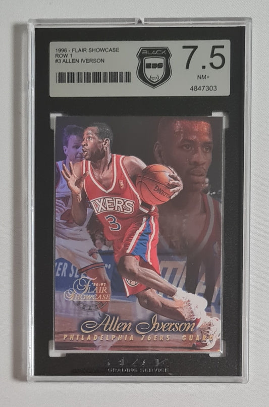 Allen Iverson - 1996 Flair Showcase Row 1 BGS 7.5 #3 Philadelphia 76ers