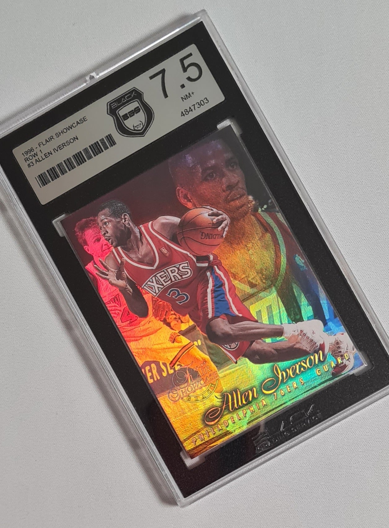Allen Iverson - 1996 Flair Showcase Row 1 BGS 7.5 #3 Philadelphia 76ers