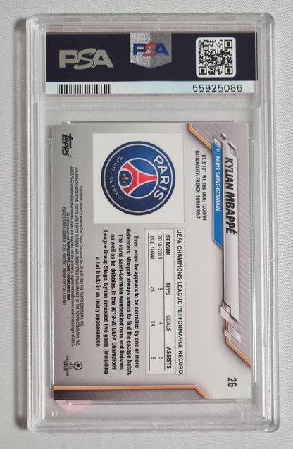 Kylian Mbappe - 2019 Topps Chrome UCL Blue Bubbles Refractor PSA 9 #26 Paris Saint-Germain