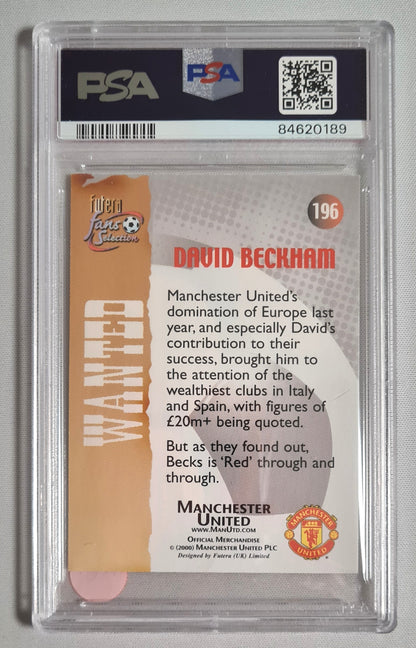 David Beckham - 2000 Futera Fans Selection WANTED Foil PSA 8 #196 Manchester United