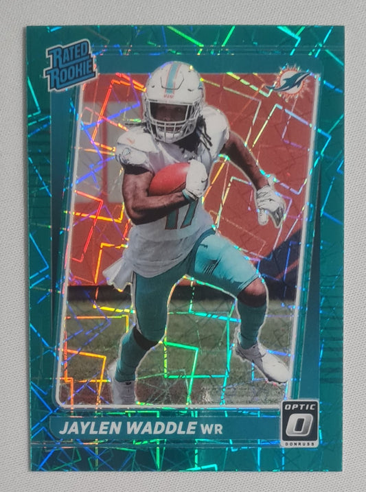 Jaylen Waddle - 2021 Panini Donruss Optic Football NFL Miami Dolphins Rated Rookie - Prizm #208 Green Velocity