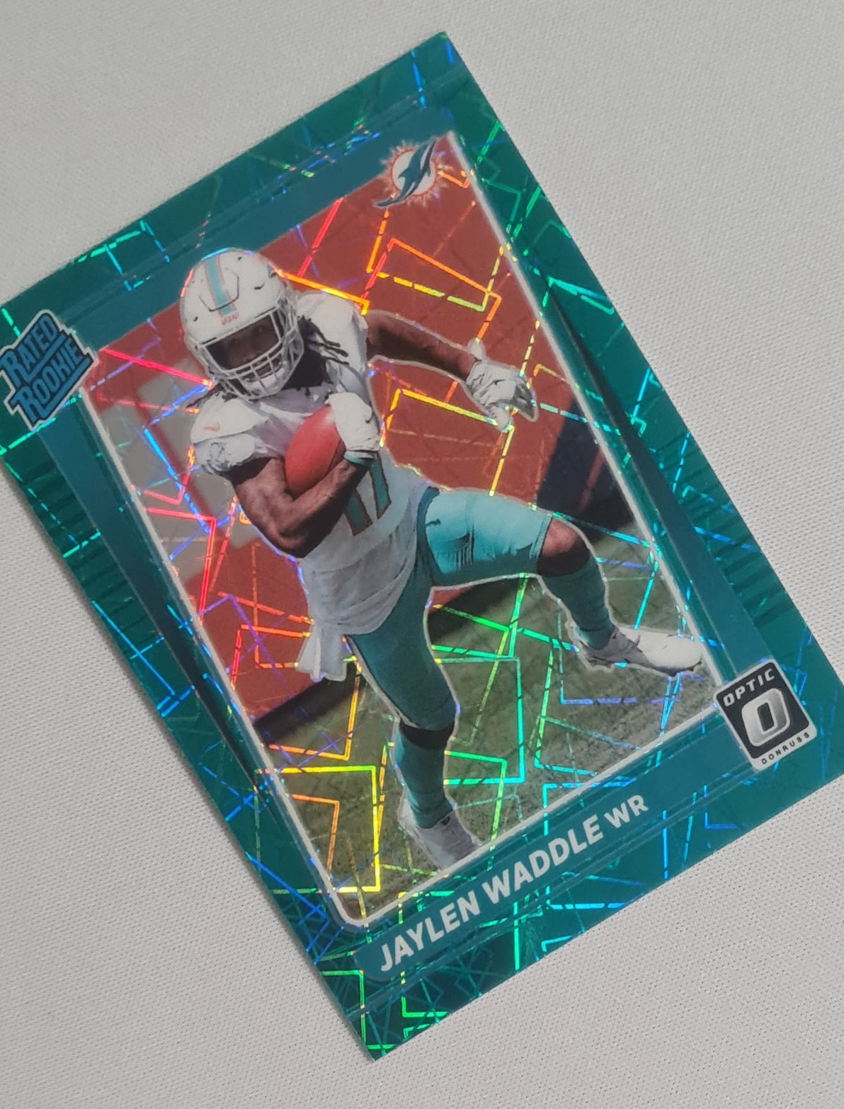 Jaylen Waddle - 2021 Panini Donruss Optic Football NFL Miami Dolphins Rated Rookie - Prizm #208 Green Velocity