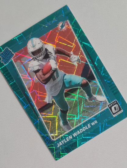 Jaylen Waddle - 2021 Panini Donruss Optic Football NFL Miami Dolphins Rated Rookie - Prizm #208 Green Velocity