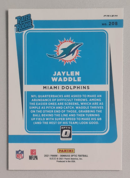 Jaylen Waddle - 2021 Panini Donruss Optic Football NFL Miami Dolphins Rated Rookie - Prizm #208 Green Velocity
