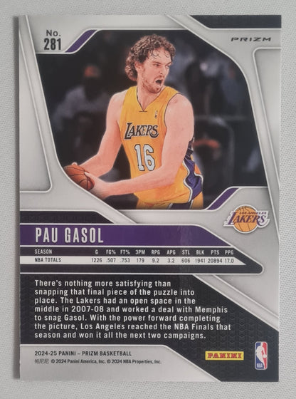 Pau Gasol - 2024/25 Panini Prizm Basketball NBA LA Lakers #281 Choice Tiger Stripe