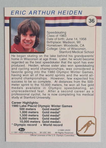 Eric Heiden - 1991 Impel Marketing USOC U.S. Olympic Committee #36 HOF