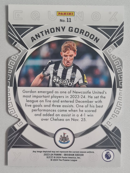Anthony Gordon - 2023/24 Panini Obsidian Equinox Soccer Newcastle United #11 Die Cut Red /75
