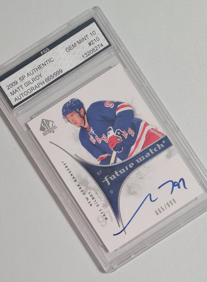 Matt Gilroy - 2009 SP Authentic "Future Watch" NHL New York Rangers /999 /Autograph FGS 10 GEM MINT