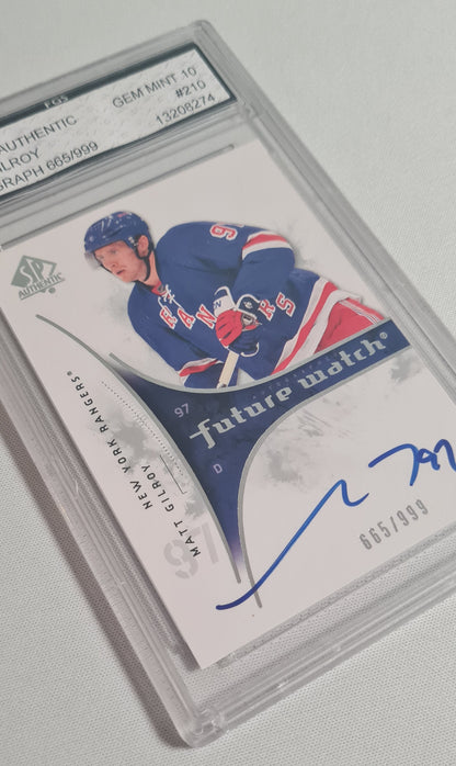 Matt Gilroy - 2009 SP Authentic "Future Watch" NHL New York Rangers /999 /Autograph FGS 10 GEM MINT