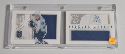 Nicklas Jensen - 2013/14 Panini Playbook Hockey NHL Vancouver Canucks (dual RC Class) /Patch /199 Booklet Autograph