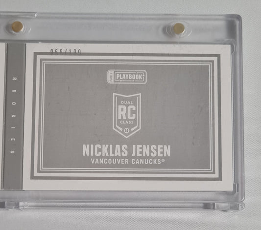 Nicklas Jensen - 2013/14 Panini Playbook Hockey NHL Vancouver Canucks (dual RC Class) /Patch /199 Booklet Autograph