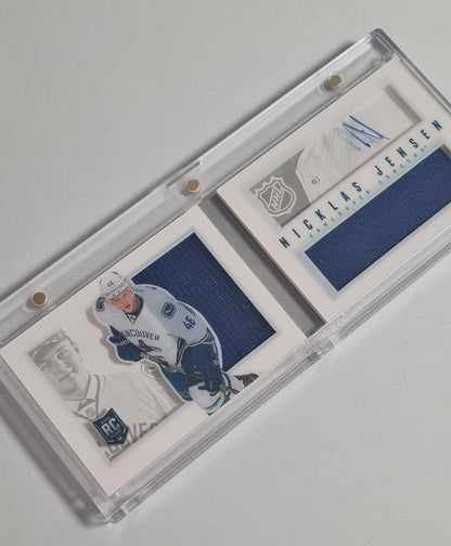 Nicklas Jensen - 2013/14 Panini Playbook Hockey NHL Vancouver Canucks (dual RC Class) /Patch /199 Booklet Autograph