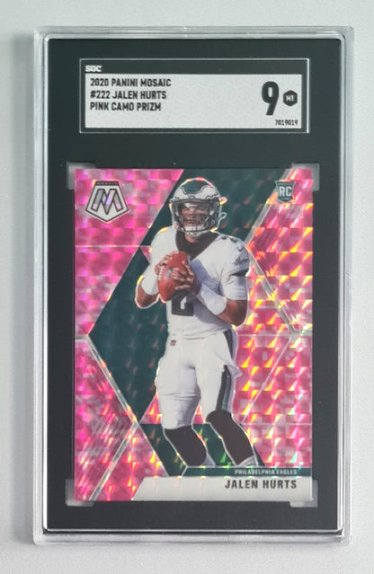 Jalen Hurts - 2020 Panini Mosaic Pink Camo Prizm (RC) NFL Eagles #222 SGC 9 MINT