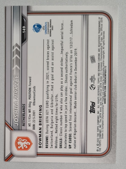 Joshua Zirkzee - 2022 Topps Chrome Bowman National Team Netherlands #149 black & White Raywave